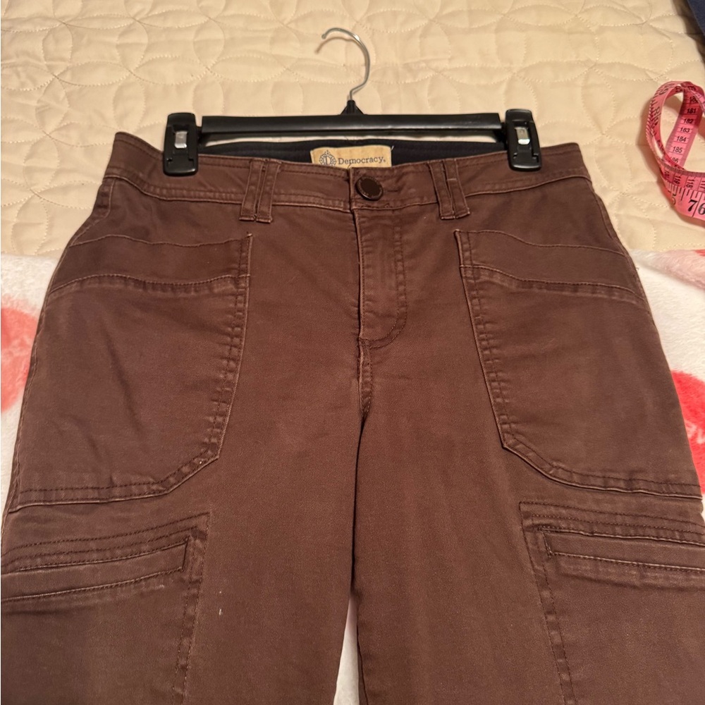Democracy Dark Brown High-Rise Cargo Pants
